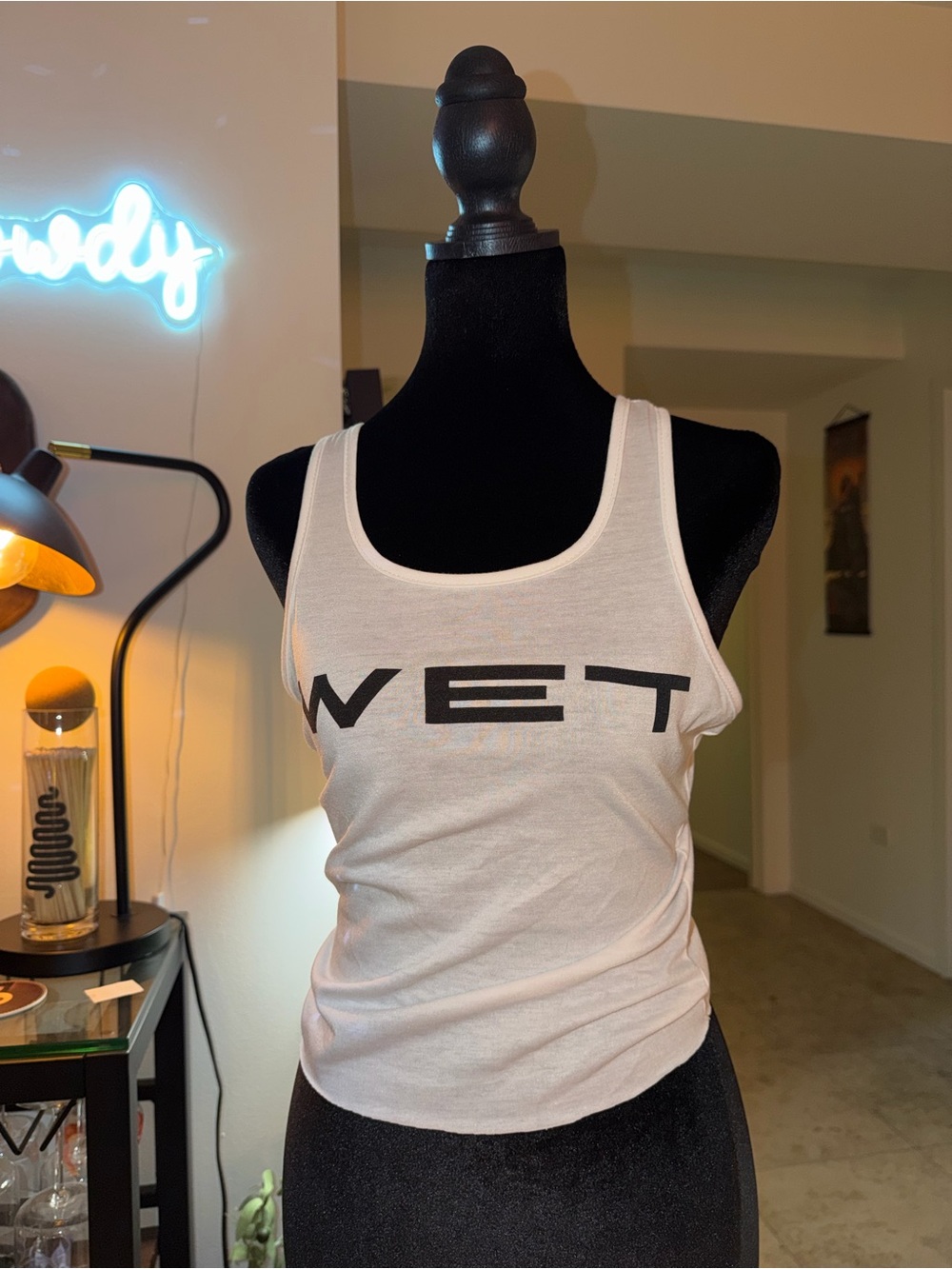 WET Logo White Scoop Neck Tank Top